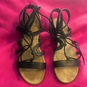 Perfect condition lace up black gladiator sandals!. Cute and comfy